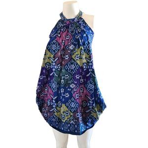 Portobello womens small medium 100% cotton tye dye blue purple hippie womens top